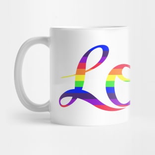 Love Script Rainbow Colors Stripes Mug